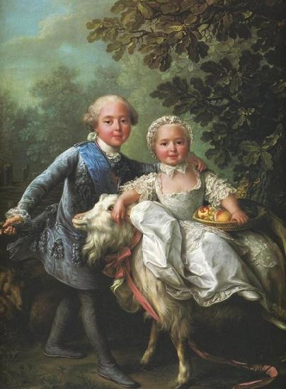 Francois-Hubert Drouais Charles of France and his sister Clotilde Sweden oil painting art